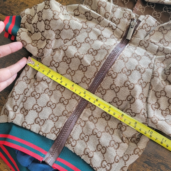 Stylish Brown Monogram dog jacket hoodie - Picture 7 of 8